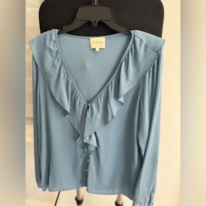 Sézane v neck ruffle collar blouse